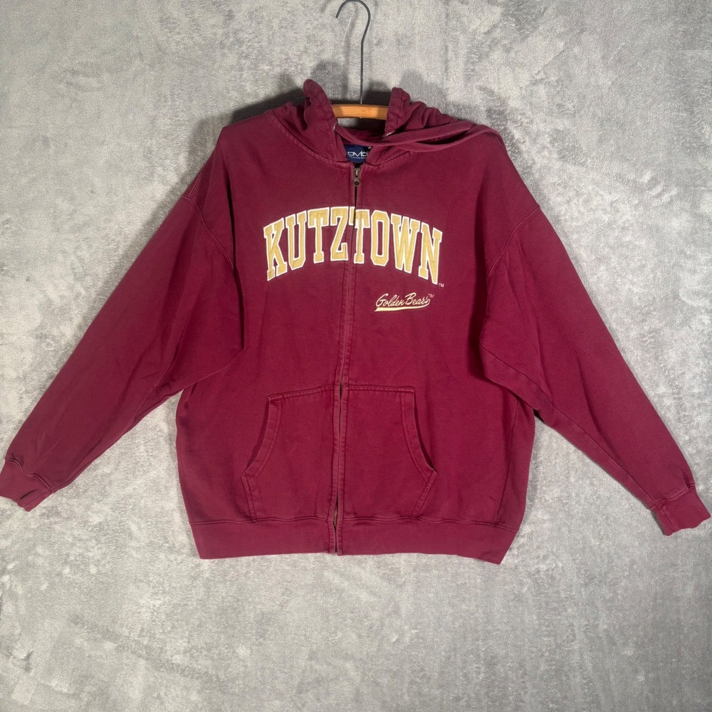 Old‎ Varsity Brand KUTZTOWN Golden Bears Full Zip Hoodie Size XL Maroon Full Zip